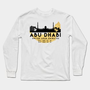 Abu Dhabi United Arab Emirates Skyline Map Art Long Sleeve T-Shirt